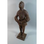 A Large Edwardian Cast Metal Poker Stand in the Form of a Medieval Knight, 65cm High