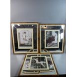 A Set of Three Mirror Bordered Risque Prints, The Largest Frame 63cm High