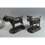 Two Bronze Effect Studies of Male Goats by John Stanbridge, Each 21cm High