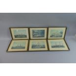 A Set of Six Framed Steamship Prints, Each 26cm Wide