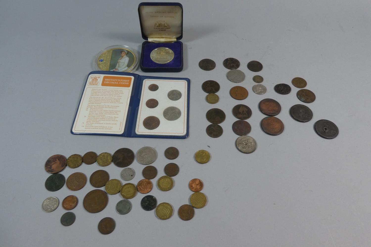A Tray Containing Various Coins and Medals