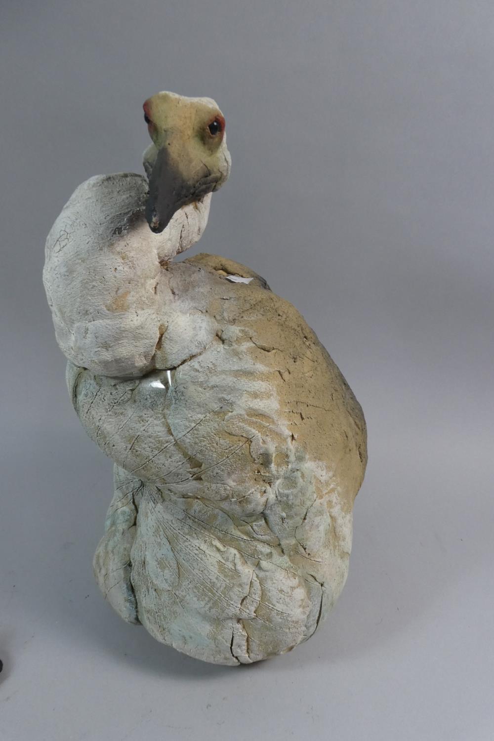 An Unglazed Stoneware Study of a Gannet and Her Chick, 40cm High - Image 3 of 3