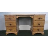 A Modern Pine Kneehole Dressing Table with Three Drawers to Each Side, 137cm Wide