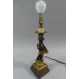 A French Style Figural Table Lamp in the Form of Cherub with Drum, 30cm High