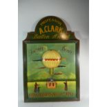 A Reproduction Wooden Advertising Sign for Balloon Ascent, Bank Holiday August 4th 1890