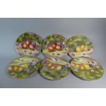 A Set of Six Hand Painted Fruit Plates Signed Litherland, 23cm Diameter