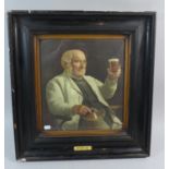 An Edwardian Ebonised Framed Butler's Ales Print, Depicting Seated Gent Raising Glass, Frame 53cm