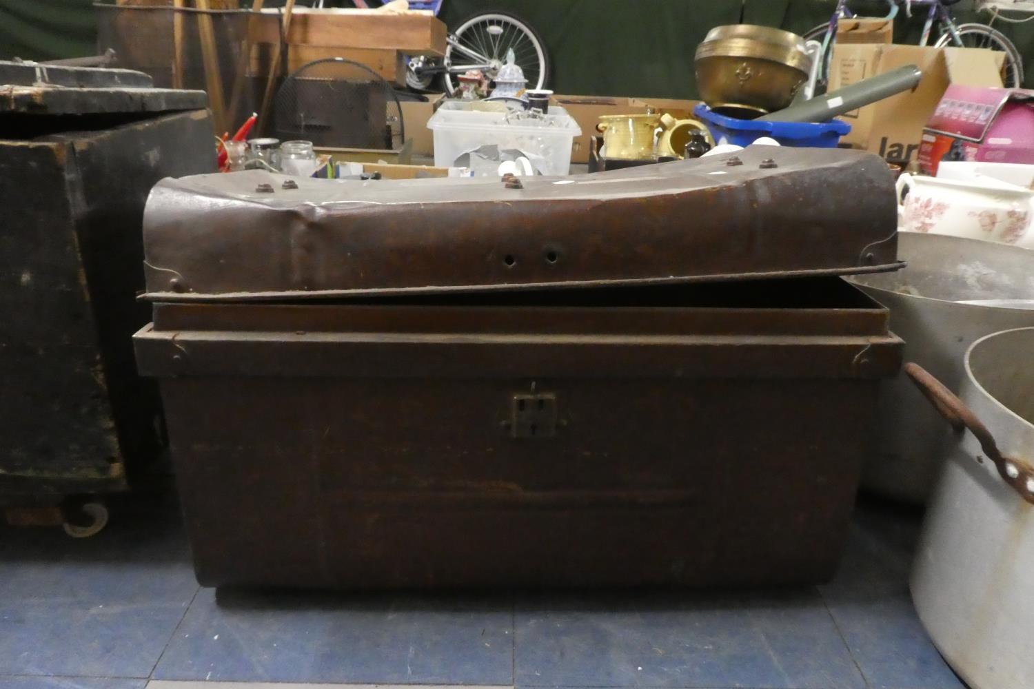 A Scumble Glazed Traveling Trunk and Contents, Lid Detached, 59cm Wide