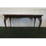 A Modern Mahogany Framed Tooled Leather Top Coffee Table on Cabriole Supports, 95cm Long