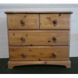 A Modern Pine Bedroom Chest of Two Short and Two Long Drawers, 80cm Wide