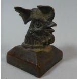 A Small Bronze Chinese Seal with Cockerel Head Mount, 4.5cm high