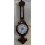 A Mid/Late 19th Century Onion Topped Mahogany Wheel Barometer with Temperature Scale, Not Working