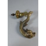 A Mid 20th Century Brass Maltese Door Knocker in the Form of a Dolphin, 15cm High