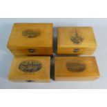 A Collection of Four Mauchline Ware Boxes to Include Birmingham, Norwich, Menai Straits and