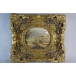 A Reproduction Ornate Gilt Picture Frame Housing 18th Century Style Watercolour of Figures Before