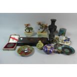 A Tray of Oriental Ware to Include Enamelled Miniature Tea Set and Lidded Boxes, Dishes etc Cinnabar