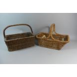 Two Vintage Wicker Baskets, Each 35cm Wide