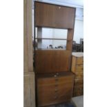 A G Plan Fall Front Bureau Bookcase with Four Graduated Drawers to Base, Centre Bureau and Top