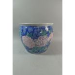 A Modern Oriental Ceramic Jardiniere with Floral Decoration, 30.5cm Diameter