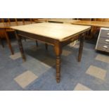 A Late Victorian Scrub Topped Kitchen Table with Single Drawer, 121cm Wide