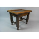 A Small Rectangular Oak Footstool, Upholstery Removed to Form Small Occasional Table, 34cm Wide