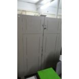 A Painted Metal Tack Room Cabinet with Painted Wooden Doors, 137cm Wide