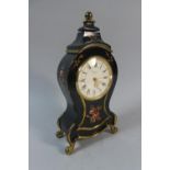 A Mid 20th Century Prexin Musical Alarm Clock with Painted Floral Decoration and Ormolu Mounts, 23cm