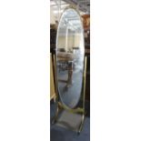 A Mid 20th Century Gilt Framed Cheval Mirror with Oval Glass