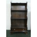 A Mid 20th Century Mahogany Three Shelf Open Bookcase with Galleried Back and Base Drawer, 56.5cm