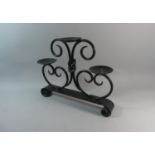 A Modern Wrought Iron Three Branch Pricket Candle Stand, 48cm Wide