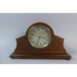 An Edwardian Inlaid Mahogany Cased Mantle Clock, with Key but Movement Needs Attention, 26cm Wide