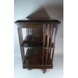 A Late 19th Century Inlaid Rosewood Revolving Bookcase of Square Form, 90.5cm High