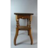 An Edwardian Oak Square Topped Two Tier Occasional Table with Gadrooned Border, 31cm Wide