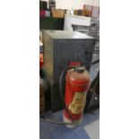 Two Metal Lockers, Both with Keys and a Fire Extinguisher