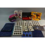 A Box Containing Various British Coin Sets, Boxed Kodak Xtra 200 Camera and Polaroid Spice Cam