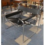 A Marcel Breuer Style Wassily Chrome Framed and Leather Armchair