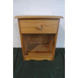 A Modern Pine Bedside Cabinet with Single Drawer, 46cm Wide