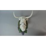 A Reproduction Cast Metal Wall Mounting Horse Tie in the Form of a Horned Cow, 28cm high (Plus VAT)