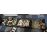 Three Boxes of Ceramics, Glassware, Kitchenwares, Onyx Telephone and Vase (AF)