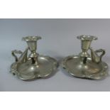 A Pair of Silver Plated Bedchamber Candle Sticks