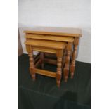 A Modern Nest of Three Pine Table, 55.5cm Wide