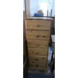 A Narrow Modern Pine Chest of Six Drawers, 43cm Wide