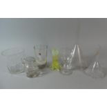 A Collection of 19th Century Glass to Include Funnels, Mary Gregory Examples, Thomas Webb Glass