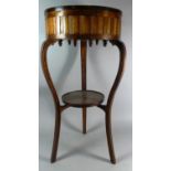 A Modern Mahogany Circular Drum Table or Stand with Stretcher Shelf, Cabriole Supports, 36cm