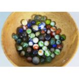 A Bowl Containing Collection of Early and Vintage Glass Marbles