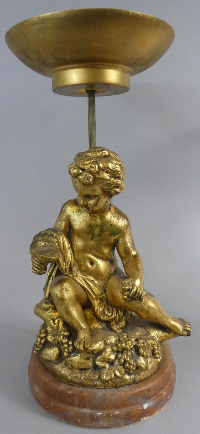 A Pair of Gilt Figural Pot Plant Stands in the Form of Seated Cherubs, 43cm High - Image 3 of 3