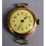 A Ladies 9ct Gold Cased Wrist Watch, No Strap