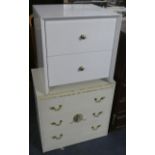 A Two Drawer White Painted Bedside Chest and a Small Bedside Cream and Gilt Bedside Chest