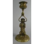 A Novelty Brass Candle Stick in the Form of Standing Dog, 6cm High