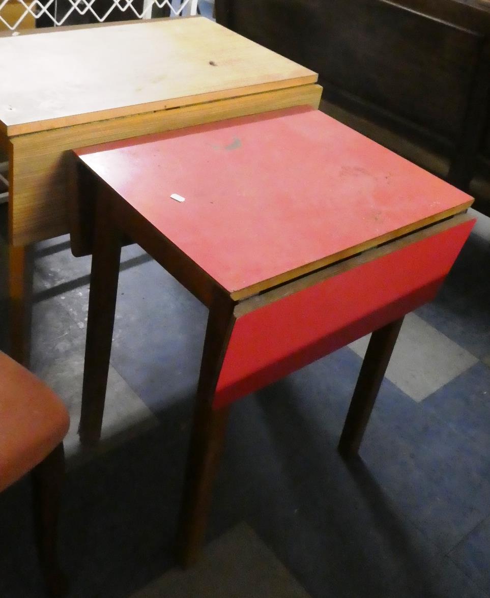 Two Vintage Formica Topped Drop Leaf Kitchen Tables